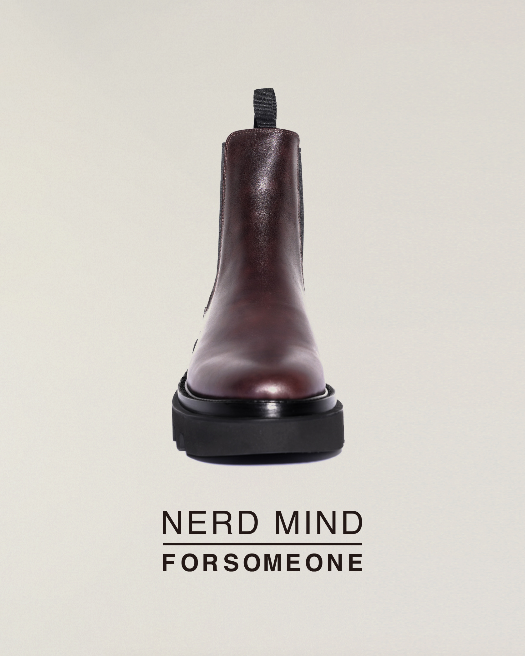 『NERD MIND』とのコラボレーション・ブーツ「f:nove」の新色ブラウンをFORSOMEONE ONLINE STOREにて3月20日(水)より予約販売