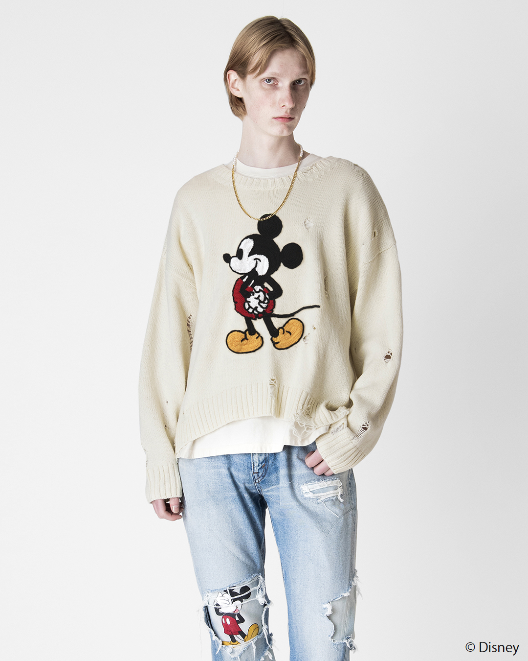 FORSOMEONE MICKEY DAMAGED SWEATER 46-