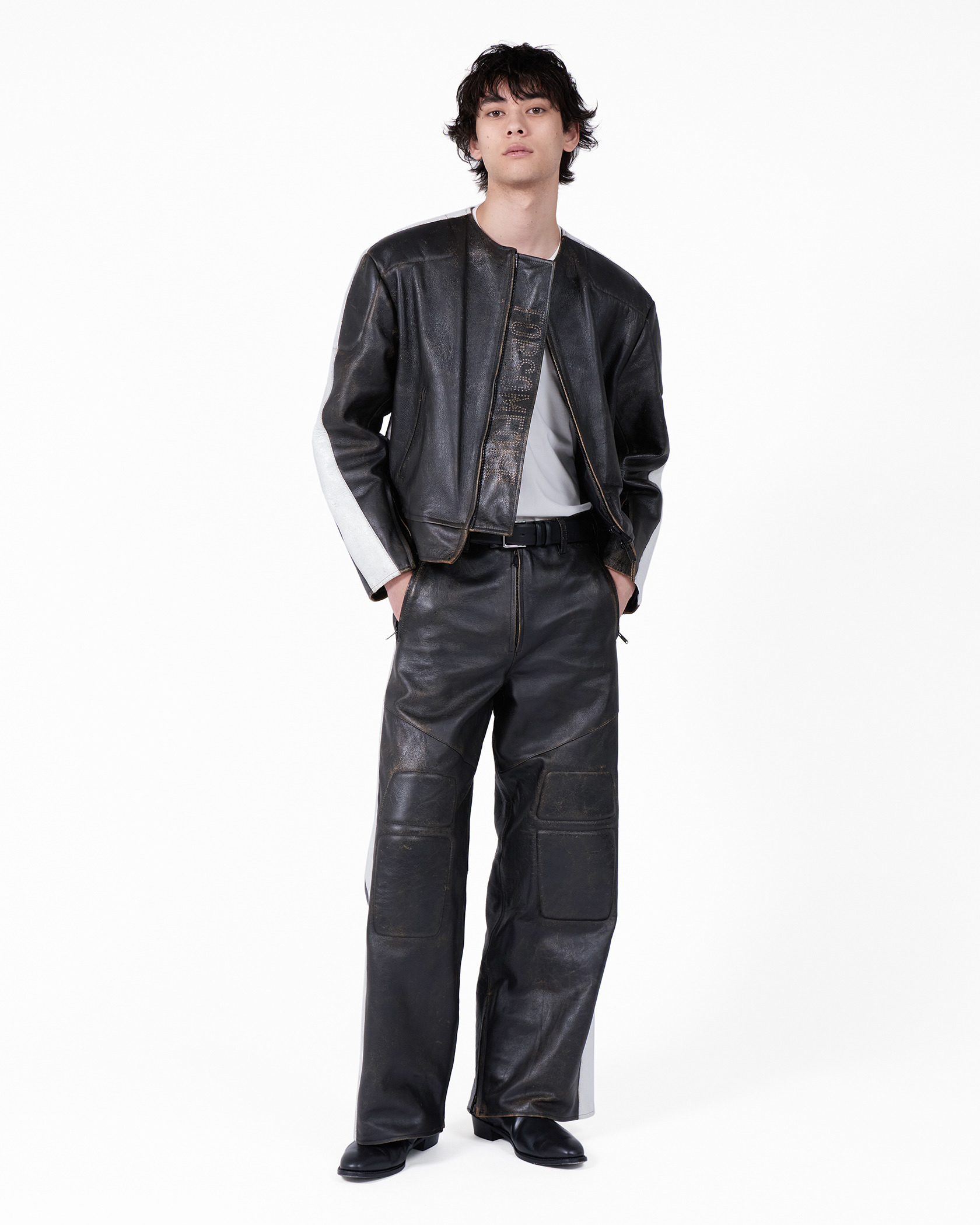 RACING PANTS LEATHER 詳細画像 Black 2