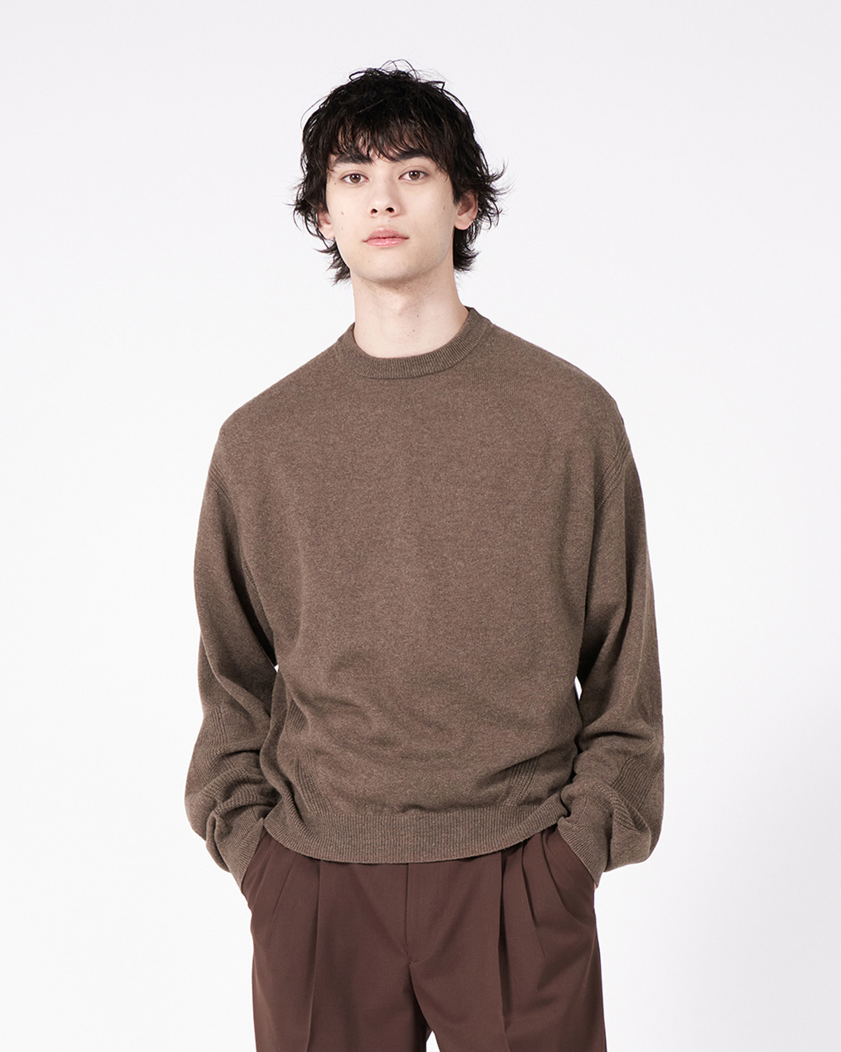 CASHMERE KNIT CREW 詳細画像 Brown 3