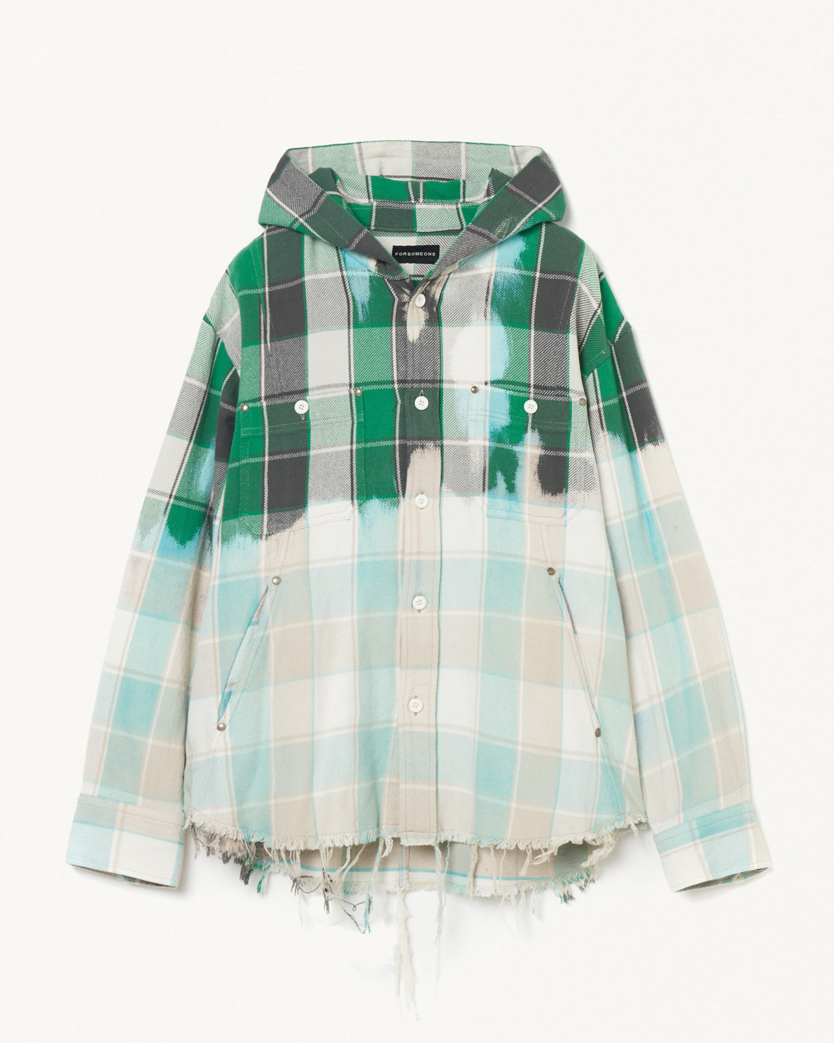 HOODED CHECK SHIRT 詳細画像 Green 1