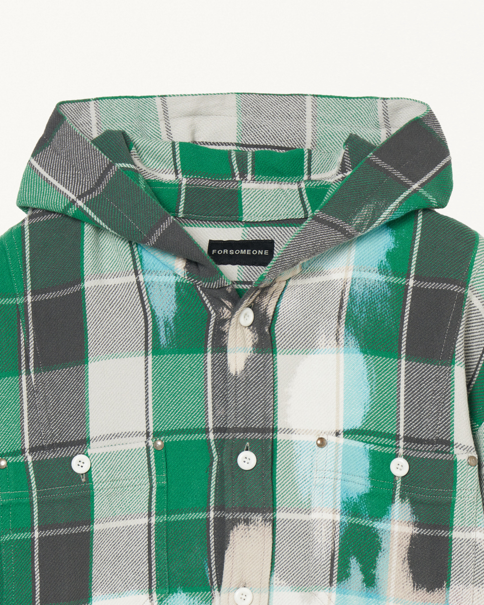 HOODED CHECK SHIRT 詳細画像 Green 5