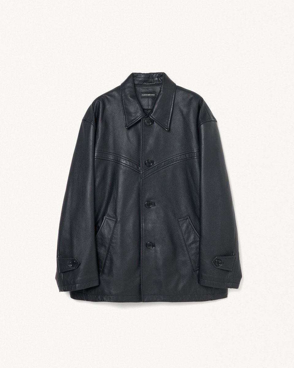 LEATHER CAR COAT 詳細画像 Black 1