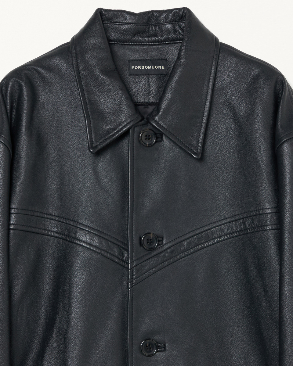 LEATHER CAR COAT 詳細画像 Black 3