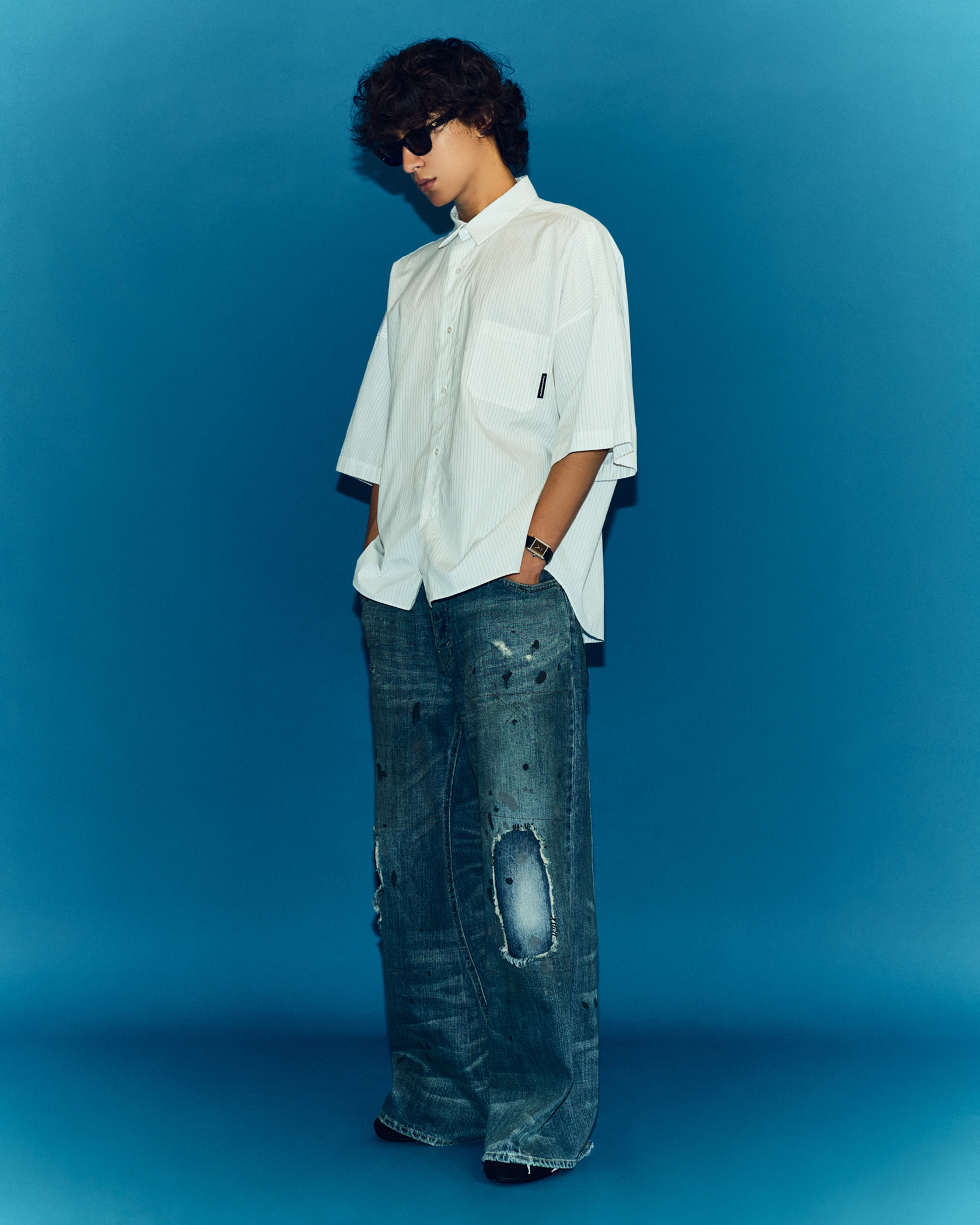 STRIPE BIG SHIRT 詳細画像 Sax 15
