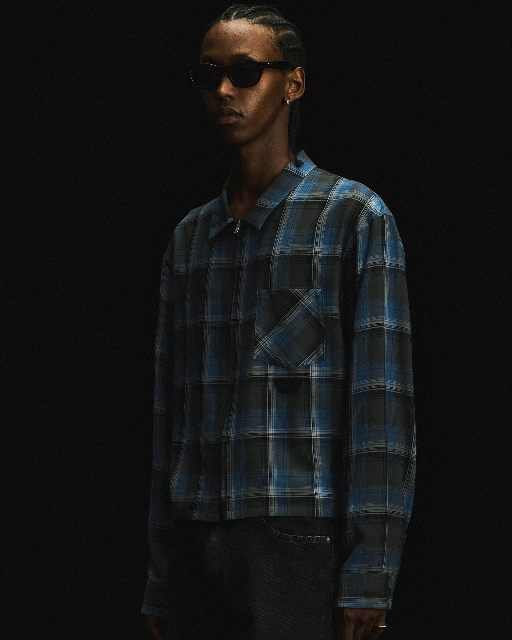 CHECK ZIP SHIRT 詳細画像 Black&times;Blue 7